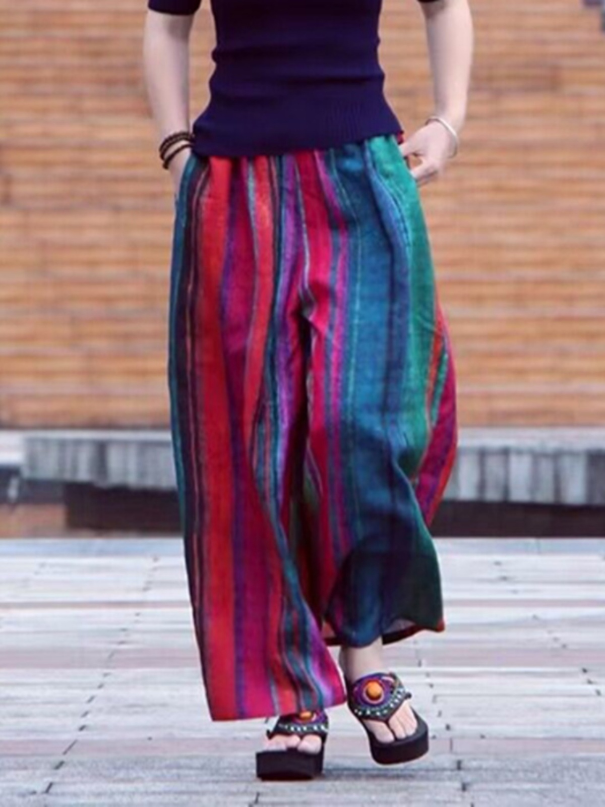 Ethnic Fashion Style - Летние повседневные широкие брюки в этническом
