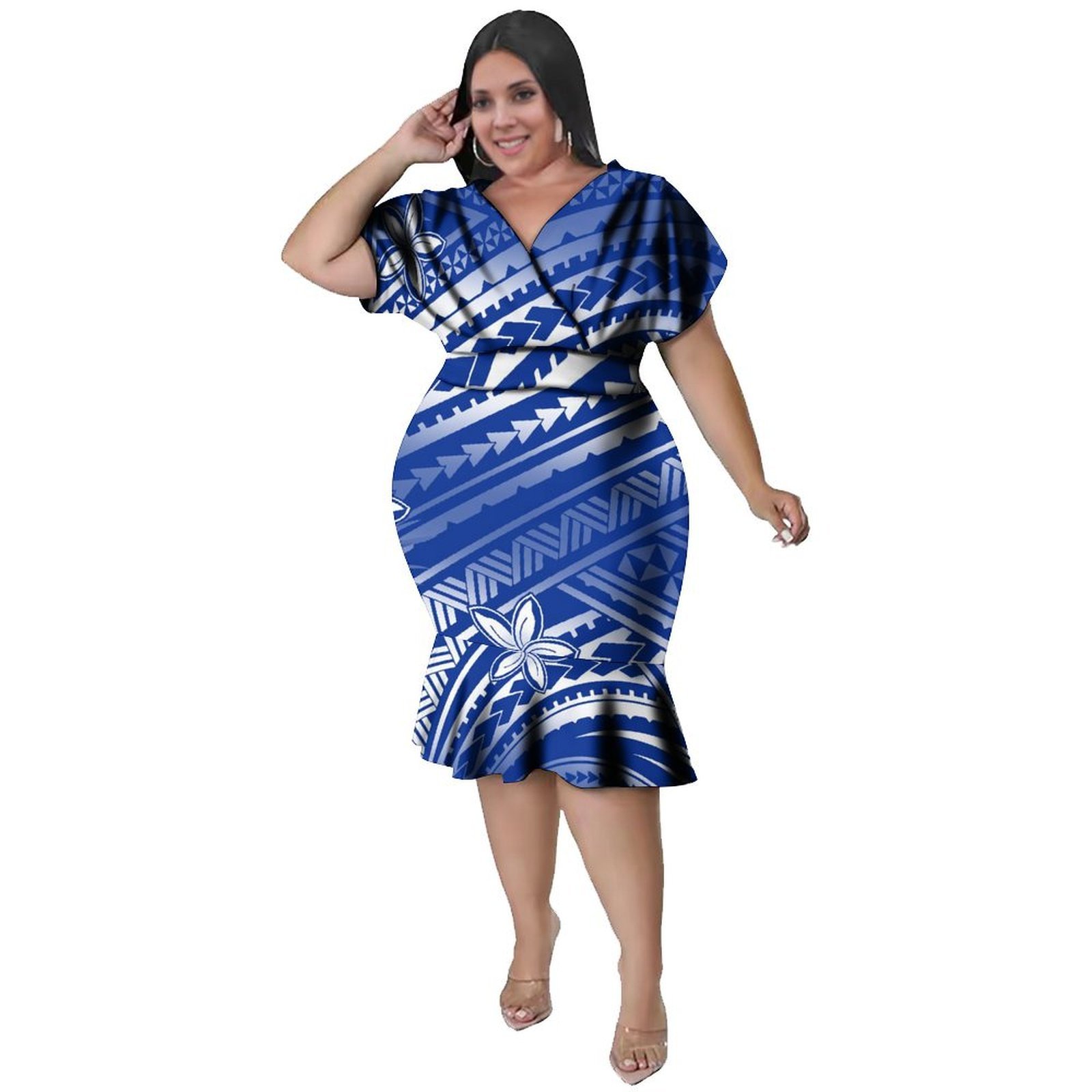 Ethnic Style Dresses - Женское платье с V-образным вырезом в