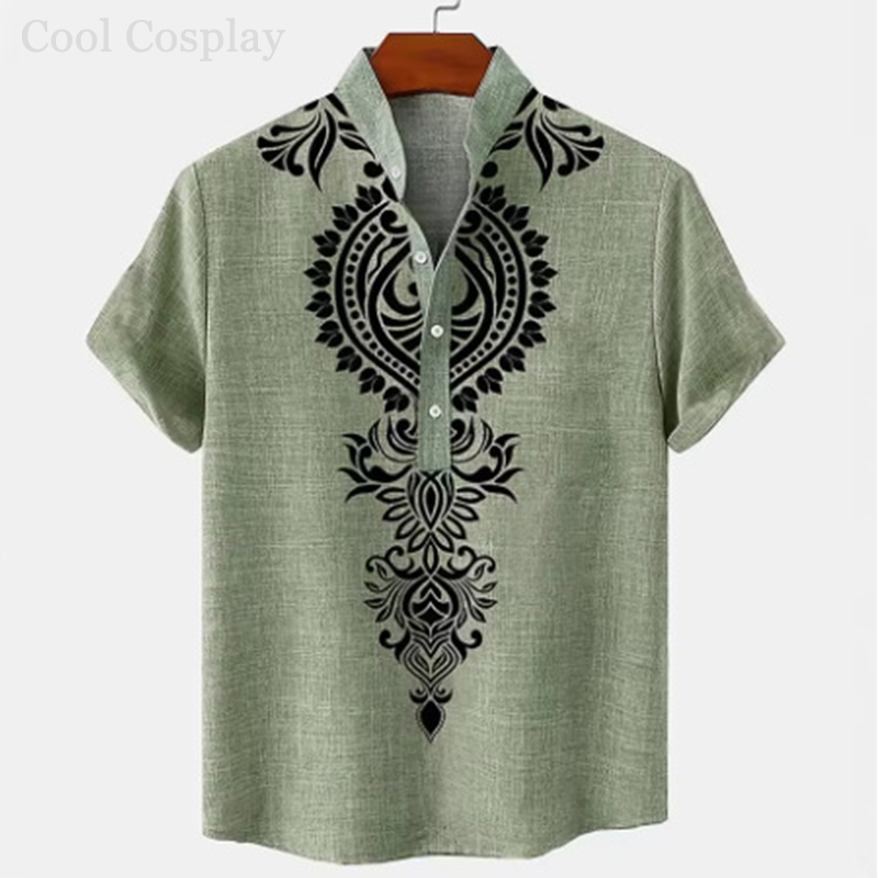 Мужская ретро-рубашка Хенли с  – обзор и цена Ethnic Fashion Style